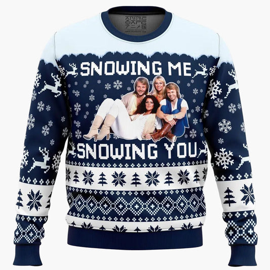 Herrtröja Jultröja Retro Popmusiktema – Rolig 'Snowing Me Snowing You'-design