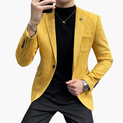 Herr Elegant Slim Fit Kavaj – Modern Stil för Fest och Arbete