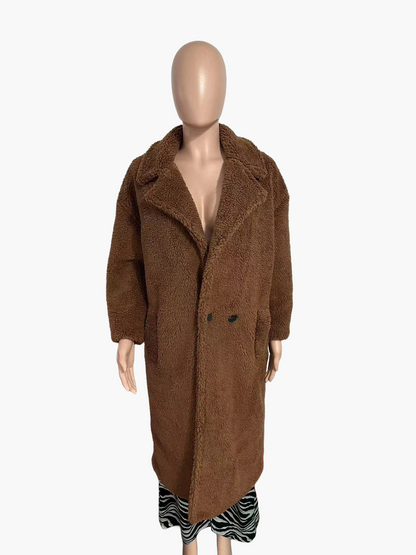 Dam Teddy Pälsrock Lång Oversize Vinterjacka Trendig