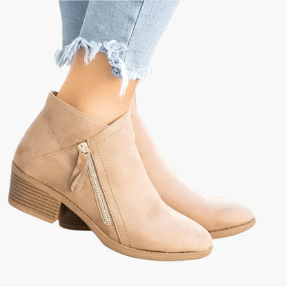 Damers ortopediska låga ankelboots med vintage stil för vardagsbruk