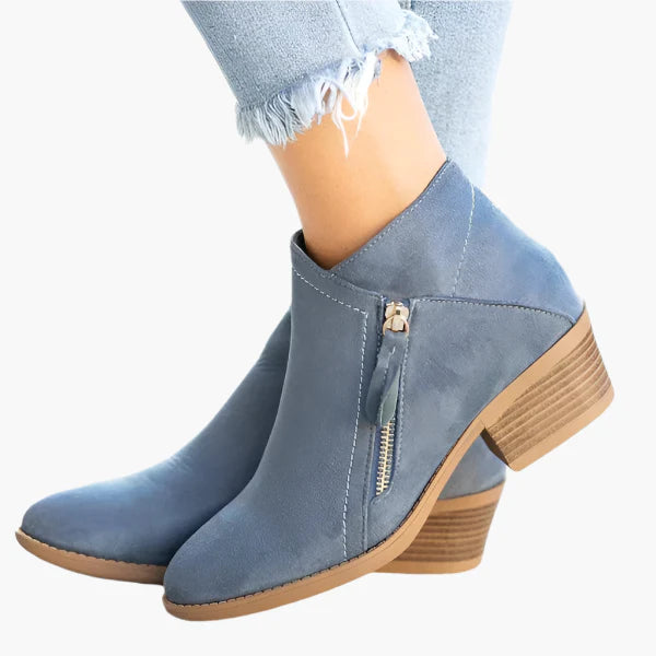 Damers ortopediska låga ankelboots med vintage stil för vardagsbruk