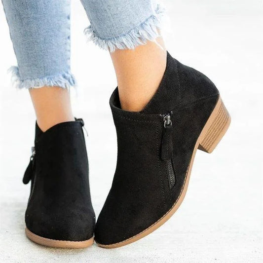 Damers ortopediska låga ankelboots med vintage stil för vardagsbruk