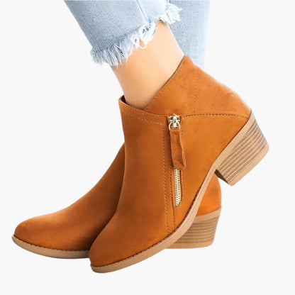 Damers ortopediska låga ankelboots med vintage stil för vardagsbruk