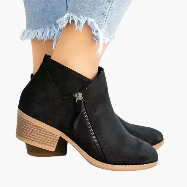 Damers ortopediska låga ankelboots med vintage stil för vardagsbruk
