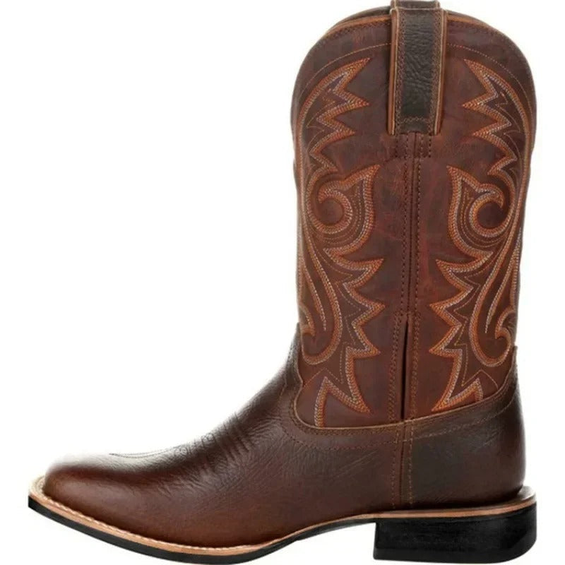 Herr Western cowboyboots – Stilrena och robusta PU-konstläderkängor för vardag & fest