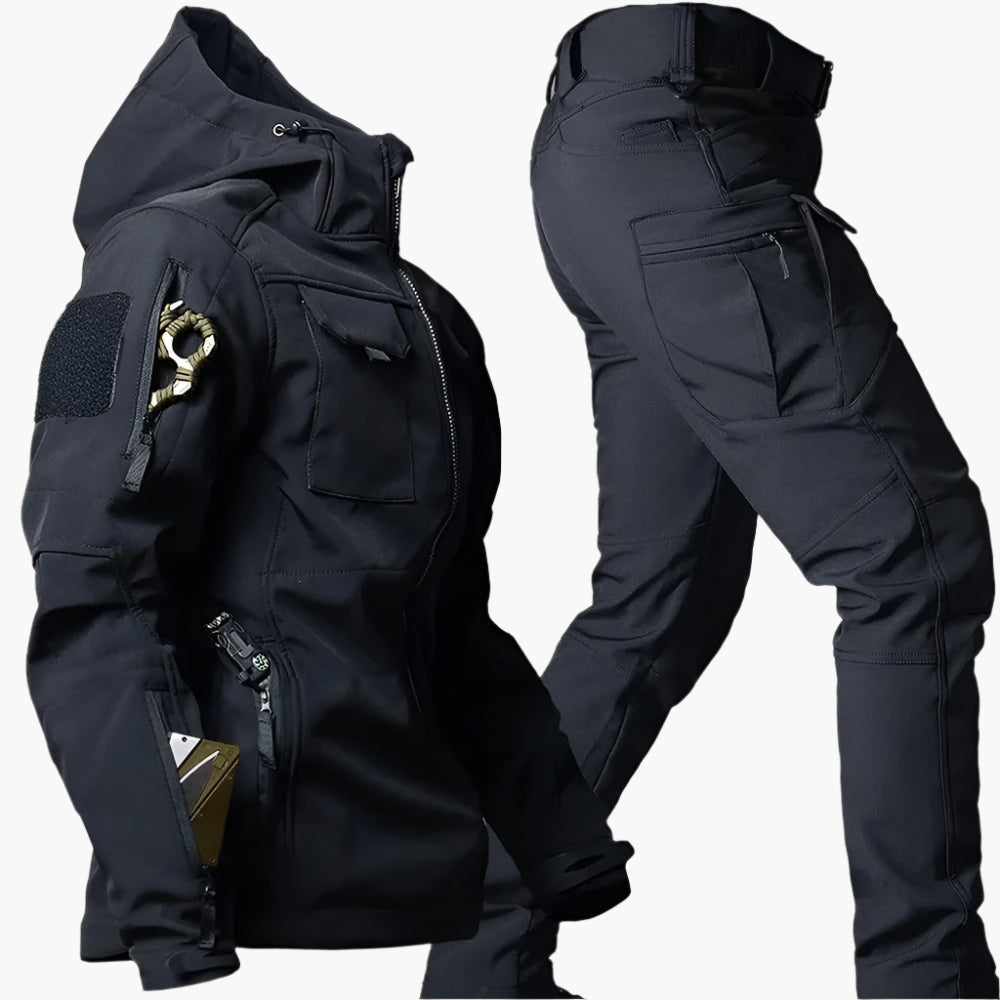 Herrar Taktiskt Softshell Set för Utomhusbruk – Jacka och Byxa för Vandring, Camping & Äventyr