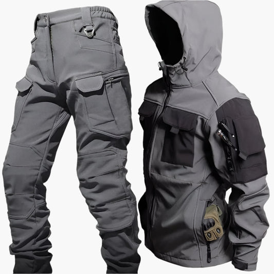 Herrar Taktiskt Softshell Set för Utomhusbruk – Jacka och Byxa för Vandring, Camping & Äventyr