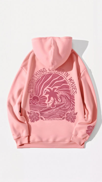 Dam Hoodie med tropiska broderier – Avslappnad streetwear för vardag och fritid