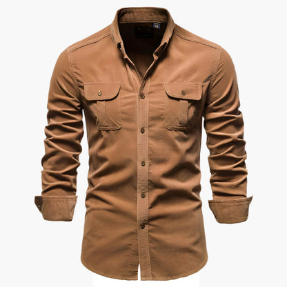 Herrskjorta – Casual Slim Fit Skjorta med Knappstängning, Perfekt för Vardag och Fritid