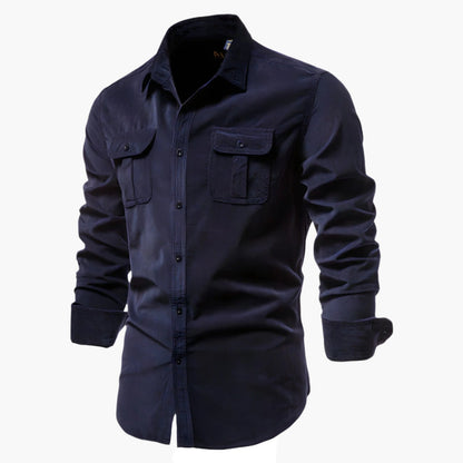 Herrskjorta – Casual Slim Fit Skjorta med Knappstängning, Perfekt för Vardag och Fritid