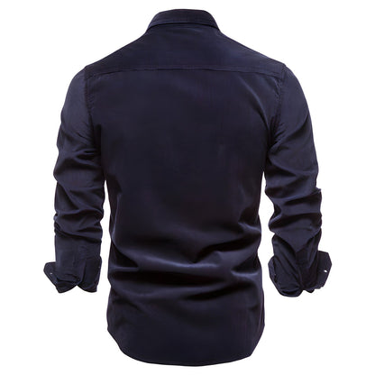 Herrskjorta – Casual Slim Fit Skjorta med Knappstängning, Perfekt för Vardag och Fritid
