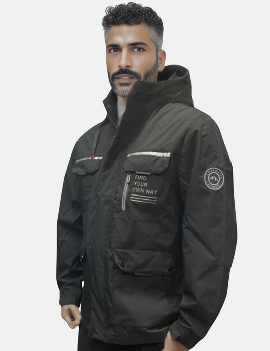 Herr Vinterjacka Parkas Allvädersjacka med Avtagbar Huva – Outdoor och Stad