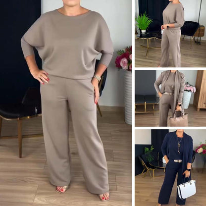 Damers elegant 3-delad set – Stilren och bekväm outfit för vardag och arbete