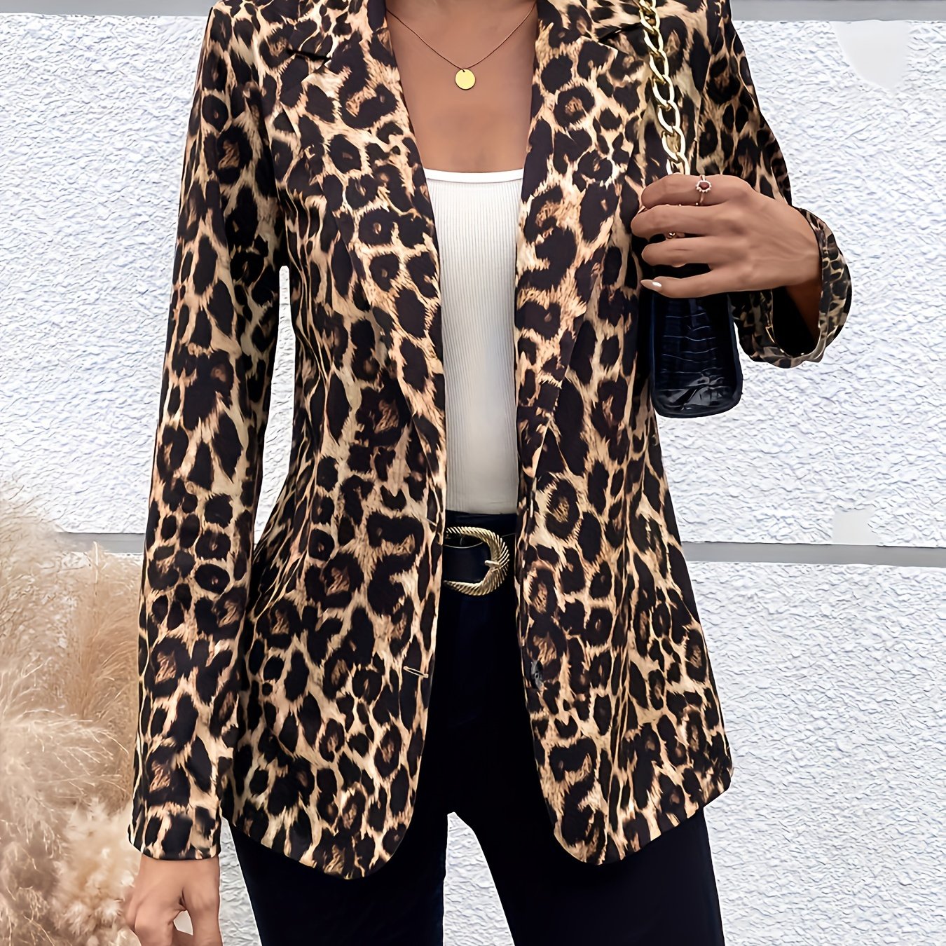 Leonie - Damlångärmad leopardmönstrad blazer