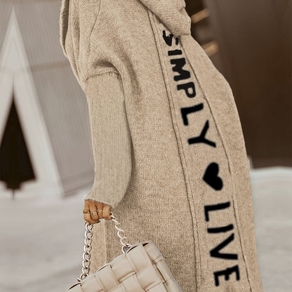 Elvira - Lång Hooded Cardigan med Textdetalj