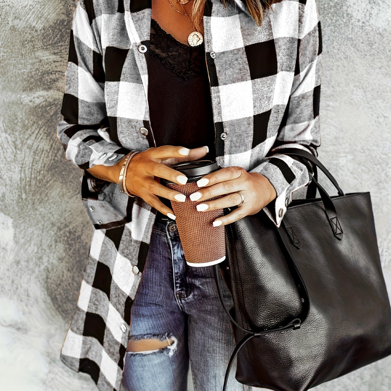 Stina - Rutigt Oversized Skjorta