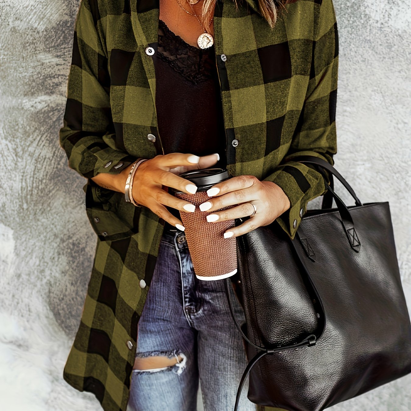 Stina - Rutigt Oversized Skjorta