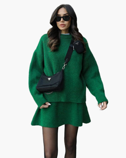 Damset – Trendigt stickat set med avslappnad passform, perfekt för höst och vinter