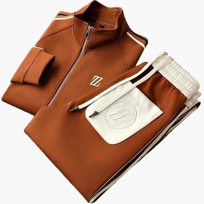 Herr Träningsset – Sportig 2-delad Dress med Jacka och Byxa, Modern Fritidsstil