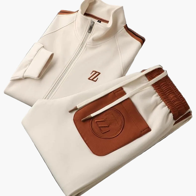 Herr Träningsset – Sportig 2-delad Dress med Jacka och Byxa, Modern Fritidsstil